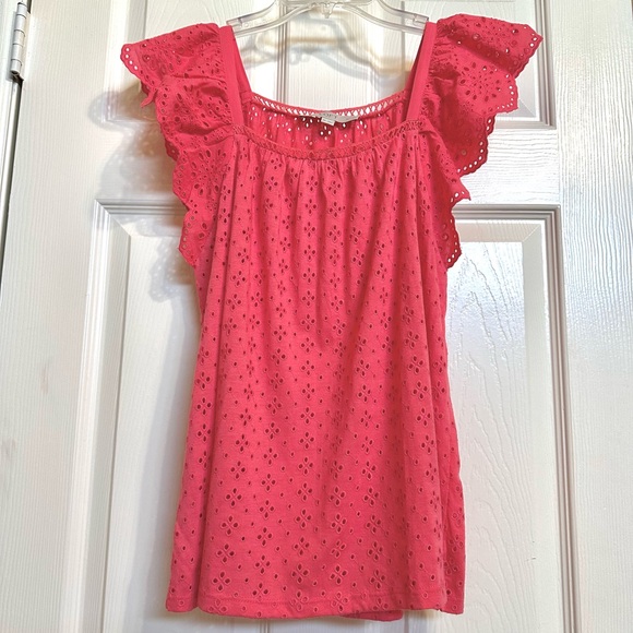LOFT Tops - LOFT Pink Eyelet Top Size SP 💗